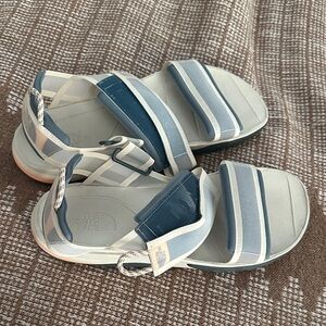 The North Face Gray and Blue Striped Sandals